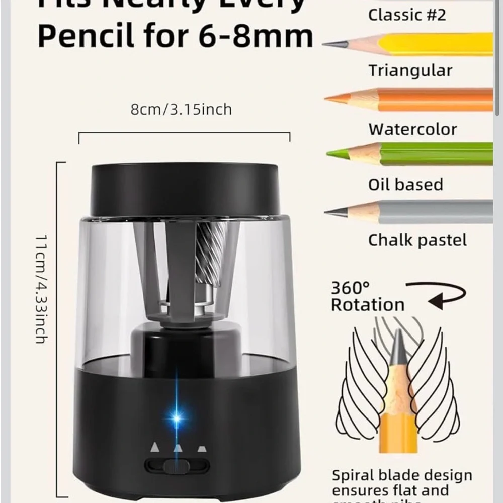 Electric Pencil Sharpener - Black - Picture 2 of 4